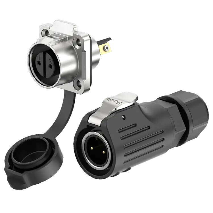 LP12 2 Pin Flange Screw Connection Type Plastic+Metal Waterproof Connector Aviation Plug Socket