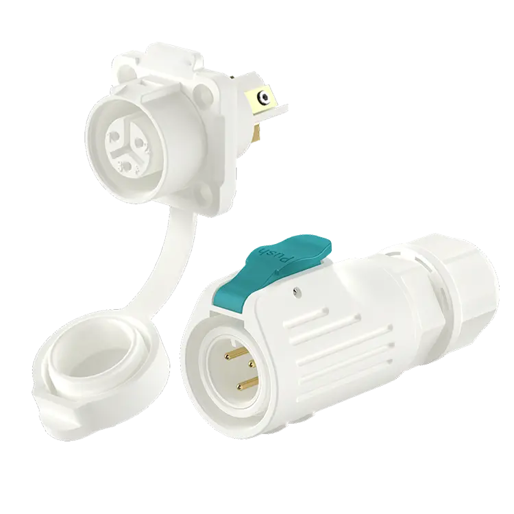 LP12 3 Pin White Flange Electrical Waterproof Connectors Aviation Waterproof Connector
