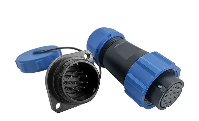 SP21 12 Pin Circular Plug Socket Flange Outdoor Cable Connector IP68