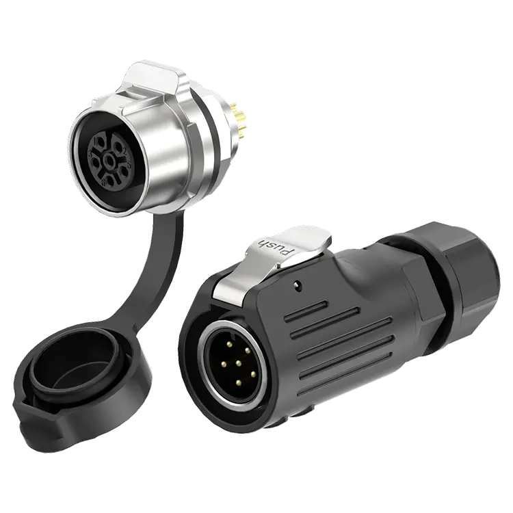LP12 Panel Mounting 6Pin Waterproof Connector Solder Type Aviation Plug Connector Socket Metal + Plastic