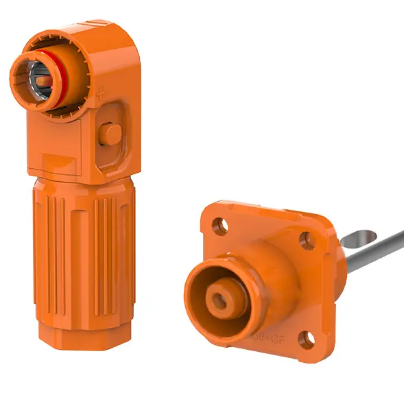 SCJ Smooth Hole Energyxa0Battery Storage Connector Orange Positive IP67 Waterproof 300A Rotatable Energy Storage Connector