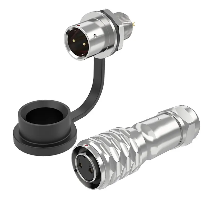 SF10 2 Pin Circular Connector Electrical Panel Mount Connector IP67 Push-Pull All Metal