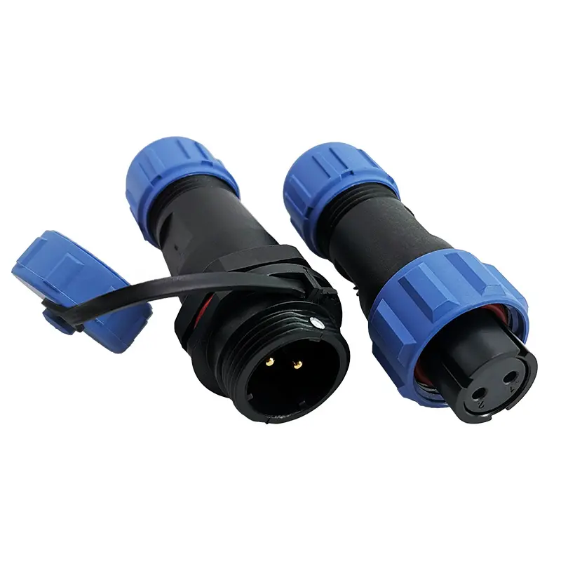 SP13 2 Pin Circular Plug Connector Outdoor Cable Connector IP68 All Plastic