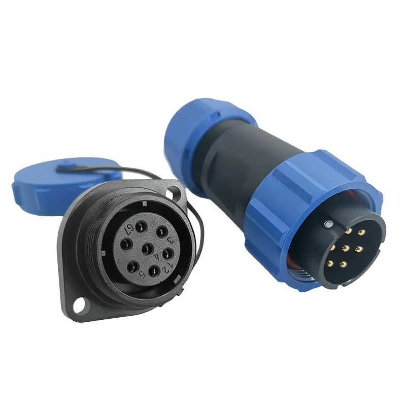 SP21 7 Pin Circular Plug Socket Flange Outdoor Cable Connector IP68