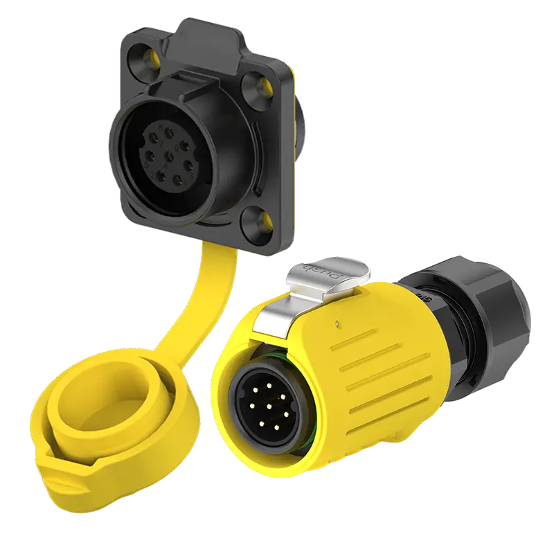LP16 5A Waterproof Connector Yellow Flange 8 Pin Industrial Waterproof Connector Aviation Waterproof Connector