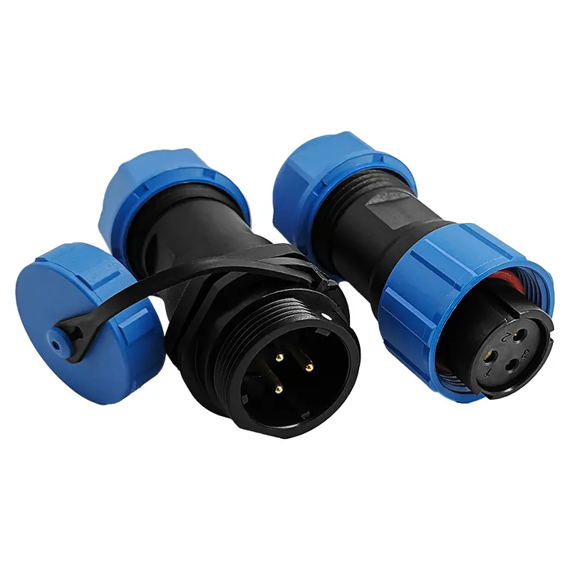 SP17 3 Pin Circular Plug Socket Outdoor Cable Connector IP68 All Plastic