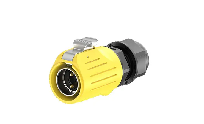 LP20 Yellow 2Pin Solder Type Electrical Waterproof Connectors 20A Power Flange Metal + Plastic