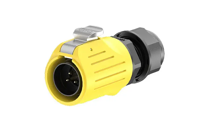 LP20 Yellow Solder Type Waterproof 3 Pin Plug and Socket 20A Power Flange All Plastic