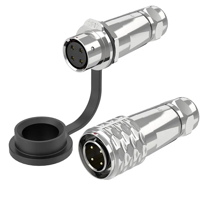 SF12 4 Pin Circular Plug Connector IP67 Push-Pull All Metal
