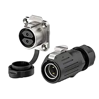 LP20 2Pin Solder Type Industrial Waterproof Connector 20A Power Flange Metal + Plastic