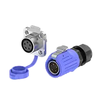 LP20 5 Pin Blue Waterproof Connector Aviation Waterproof Connector Flange Metal + Plastic Solder Type 10A Power