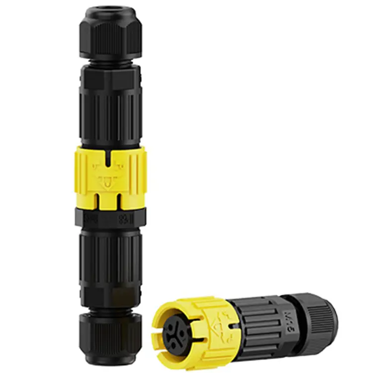 M15MF Yellow 10A Circular Plug Connector Male Female Waterproof Connector Wire to Wire IP68 Waterproof Cable Connector