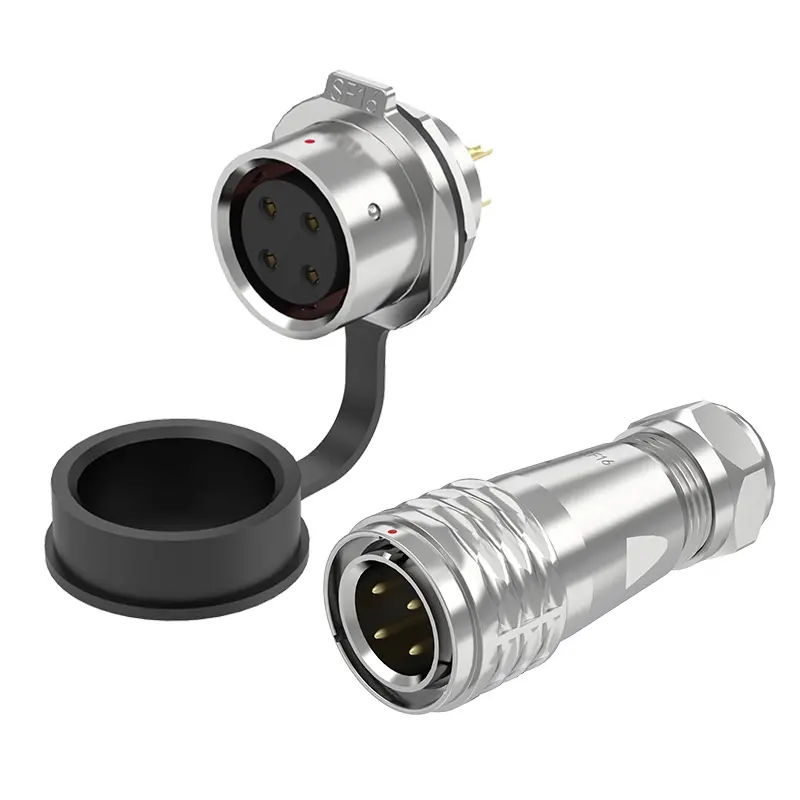SF16 4 Pin Circular Connector Electrical Waterproof Connectors IP67 Push-Pull All Metal