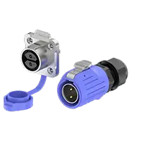 LP20 Blue 2Pin Solder Type Waterproof Plug Connectors 20A Power Flange Metal + Plastic