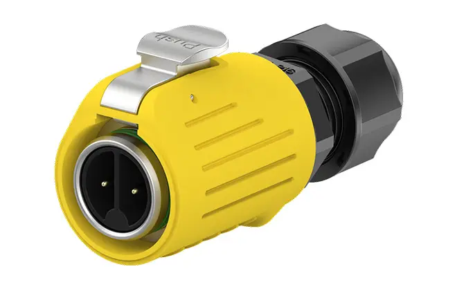 LP16 Panel Mount Yellow 2 Pin 10A Power Outdoor Waterproof Wire Connectors Plastic+Metal