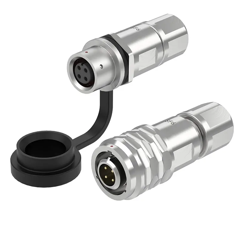SF6 4 Pin Circular Connector Electrical Industrial Waterproof Connector IP67 Push-Pull All Metal