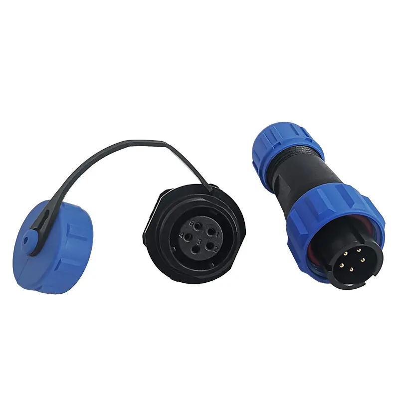 SP13 5 Pin Circular Plug Socket Panel Mount Power Connector IP68 All Plastic
