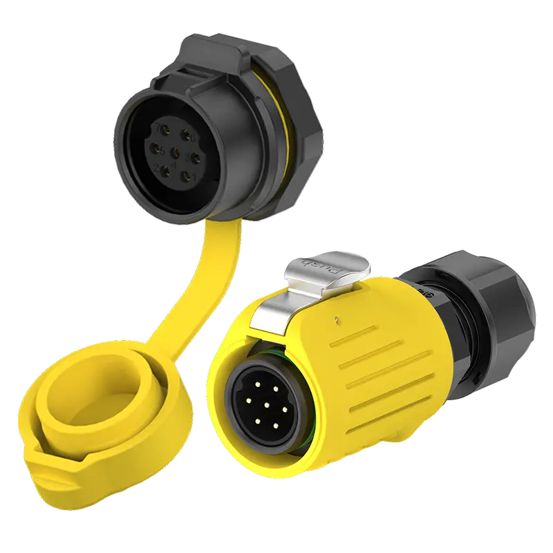 LP16 5A Yellow Power Waterproof Connector Panel 7 Pin Electrical Waterproof Connectors All Plastic