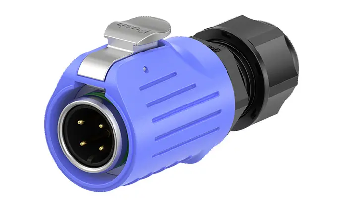 LP16 Blue Flange 4 Pin Outdoor Waterproof Electrical Wire Connector 10A Aviation Waterproof Connector