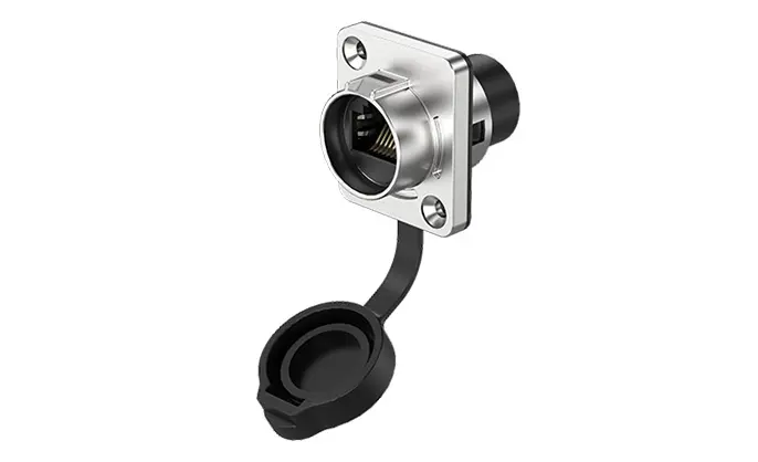 SCJ-LP16 RJ45 Flange Metal Electrical Waterproof Connectors Rate Network Interface Socket