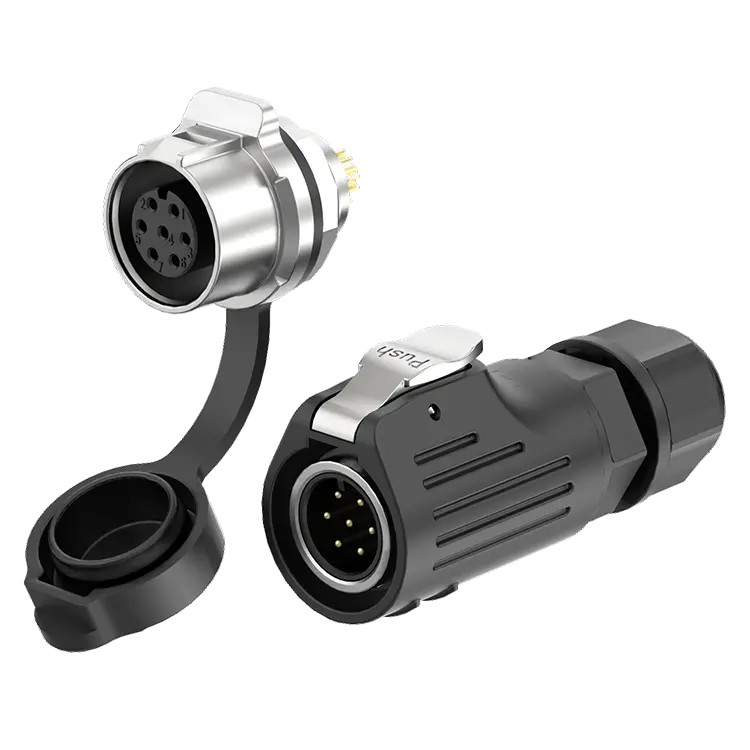 LP12 Panel 7Pin Outdoor Waterproof Electrical Wire Connector Aviation Plug Socket Type Metal + Plastic