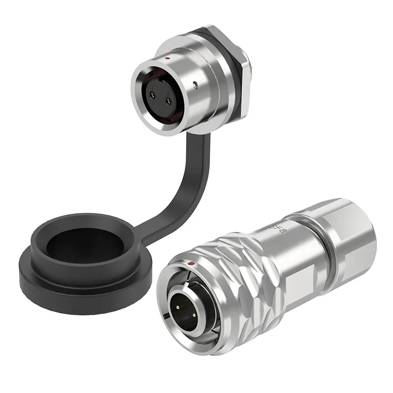 SF8 2 Pin Circular Power Connector Types Panel Mount Connector IP67 Push-Pull All Metal