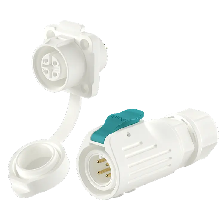 LP12 White All Plastic 4Pin Flange Waterproof Connector Waterproof Aviation Connector Cable Plug