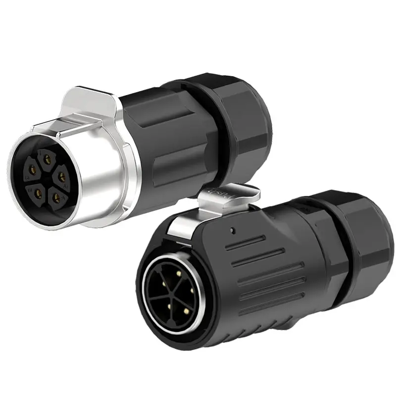 LP24 Waterproof Connector 5 Pin Aviation Plug Socket Cylindrical Connectors Screw Type