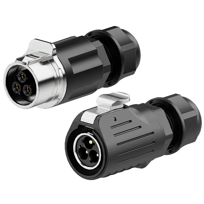 LP20 3Pin Crimping Type Industrial Waterproof Connector Wire to Wire Circular Connector 25A Power Metal + Plastic