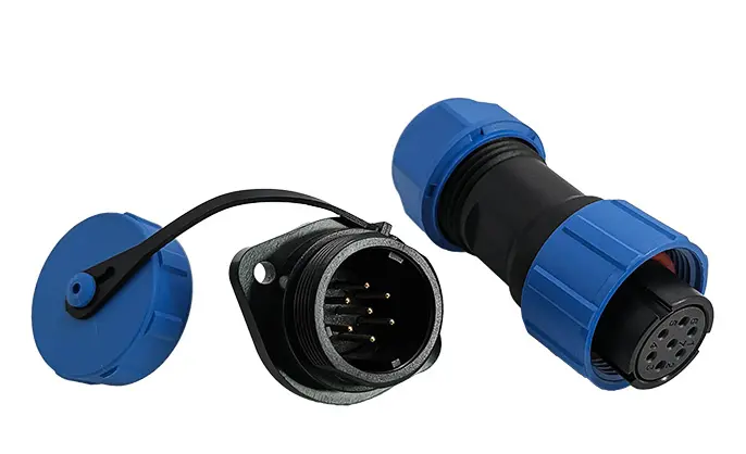 SP17 7 Pin Circular Plastic Wire Connector Flange Outdoor Cable Connector IP68