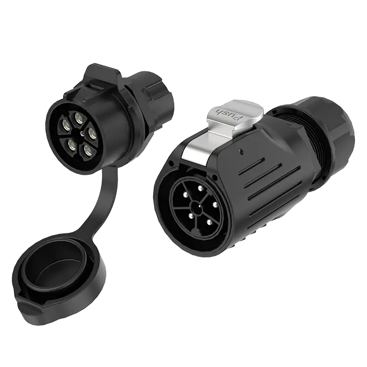 LP28 Waterproof Wire Connectors 5+1 Pin 32A Panel Crimping Type Aviation Connector All Plastic