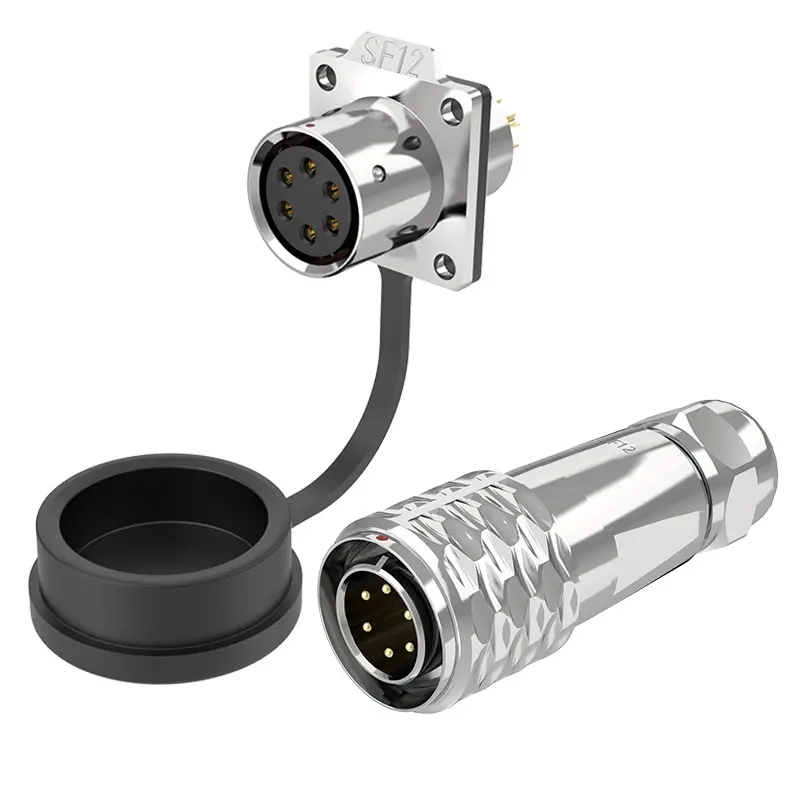 SF12 6 Pin Circular Plug Socket IP67 Push-Pull All Metal