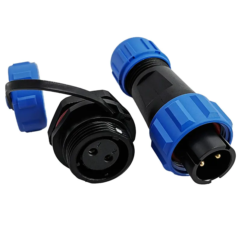SP13 2 Pin Circular Plug Connector Panel Mount Power Connector IP68 All Plastic
