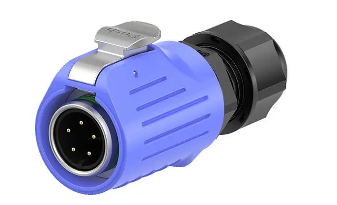 LP16 5A Power Blue Flange Metal 5 Pin Electrical Waterproof Connectors Connector Power Signal