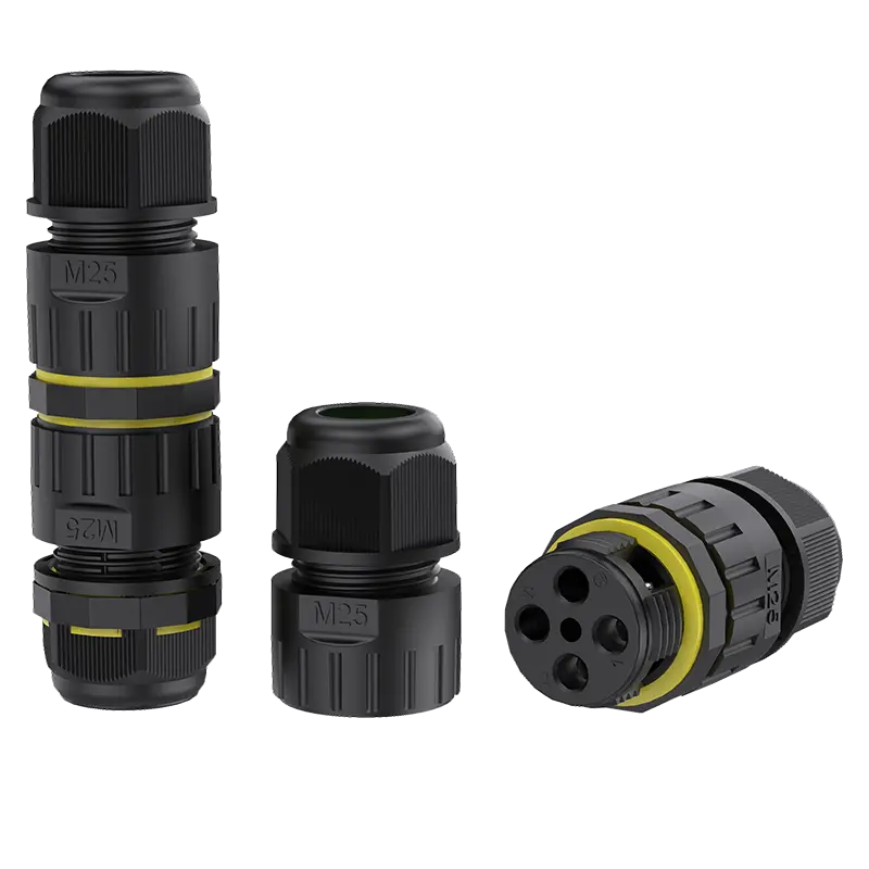 M25 Circular Plug Connector Screw Locking Waterproof Connector 2 Pin Through Type Screw 41A Power Waterproof Connector