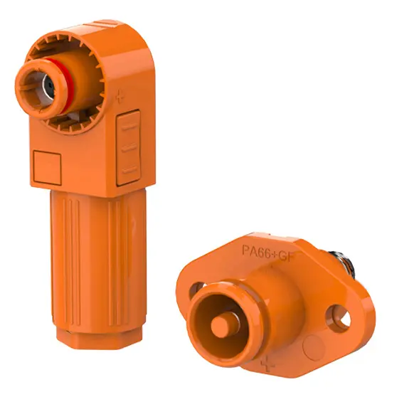 SCJ Stud Type High Voltage Battery Energy Storage Connector Orange Positive IP67 Waterproof 50A Rotatable Energy Storage Connector