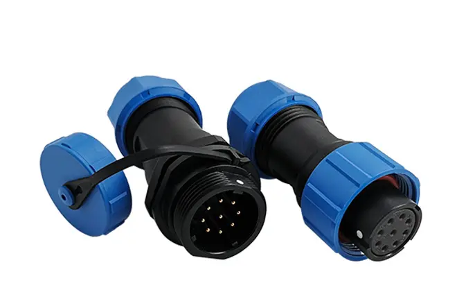 SP17 9 Pin Circular Plug Socket Outdoor Cable Connector IP68 All Plastic