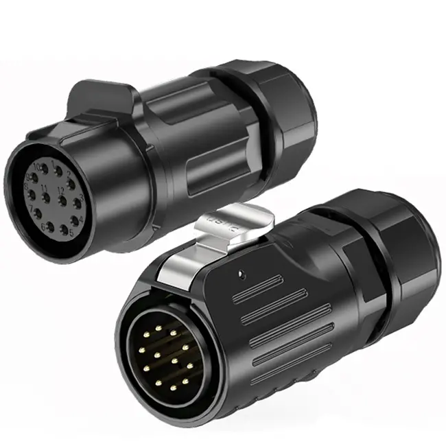 LP24 Outdoor Waterproof Wire Connectors Wire to Wire 12 Pin Aviation Plug Circular Connector Electrical Solder Type All Plastic