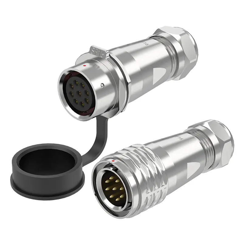 SF16 9 Pin Standard Circular Connector Waterproof Wire Connectors IP67 Push-Pull All Metal