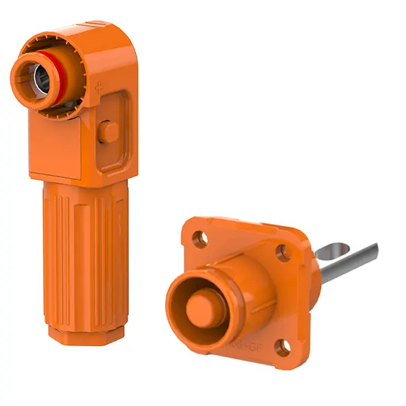 SCJ Smooth Hole Energyxa0Battery Storage Connector Orange Positive IP67 Waterproof 120A Non-Rotatable Energy Storage Connector
