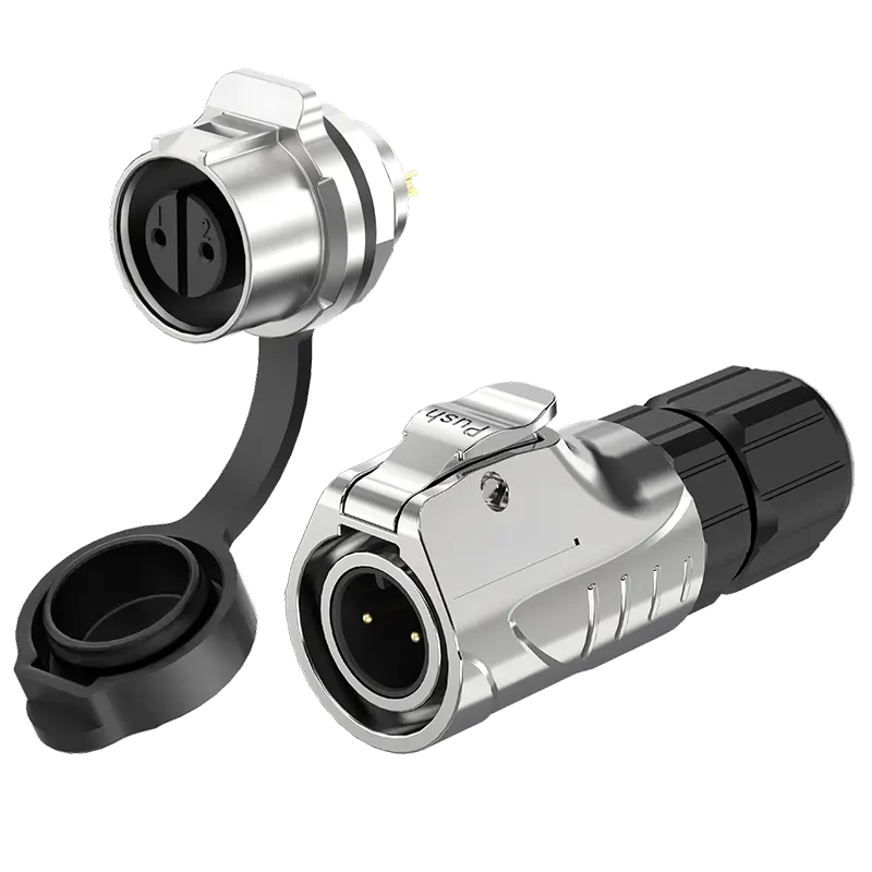 LP12 2 Pin Panel Waterproof M12 Connector Waterproof Aviation Connector Cable Plug Solder Type All Metal