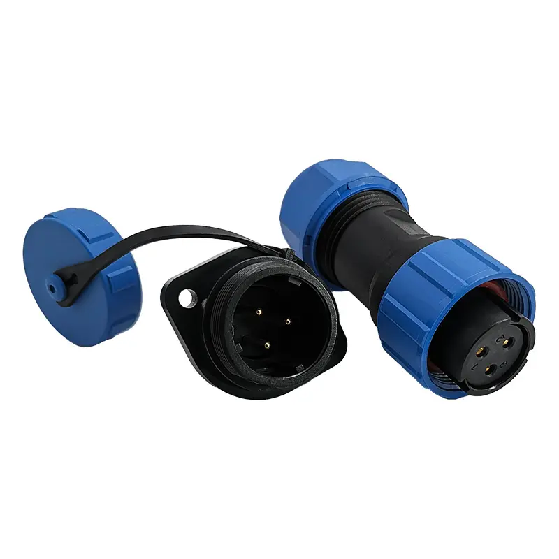 SP17 3 Pin Circular Plastic Wire Connector Flange Outdoor Cable Connector IP68