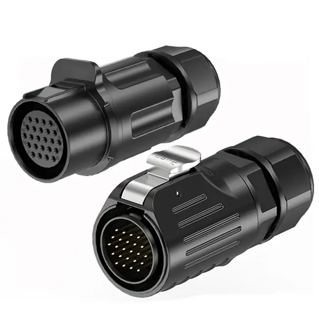 LP24 Outdoor Electrical Cable Connectors 24 Pin Aviation Connector Circular Plug Connector Screw Connection Type All Plastic