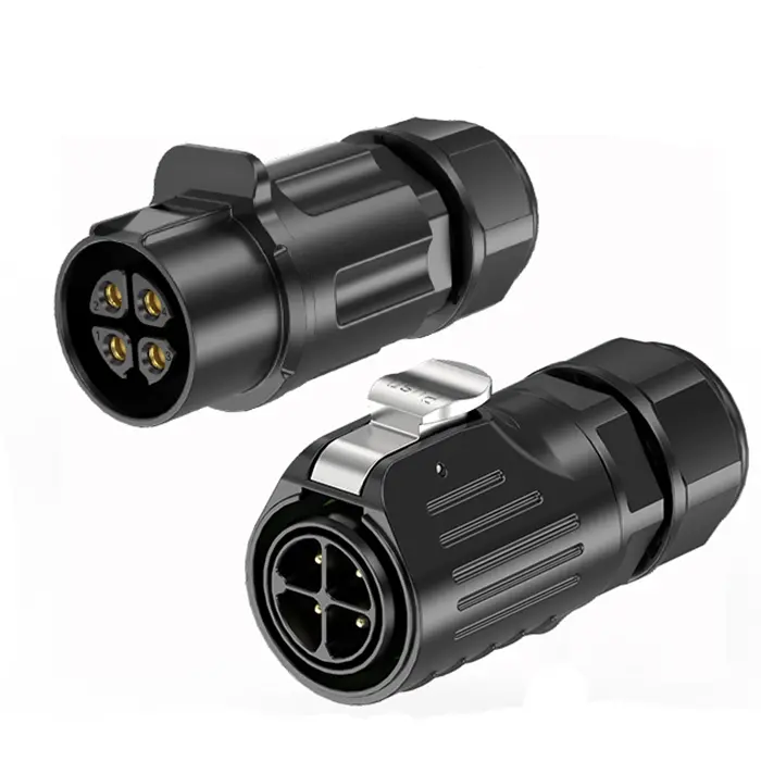 LP24 Waterproof Outdoor Cable Connector 4 Pin Aviation Plug Circular Connector Solder Type All Plastic