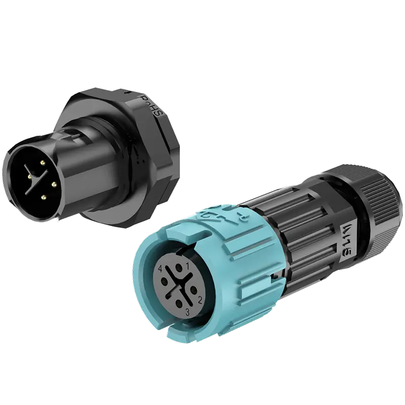 M15MF IP68 Screwless Waterproof Cable Connector Male Female Connector 10A 4 Pins Front Panel Solder Type