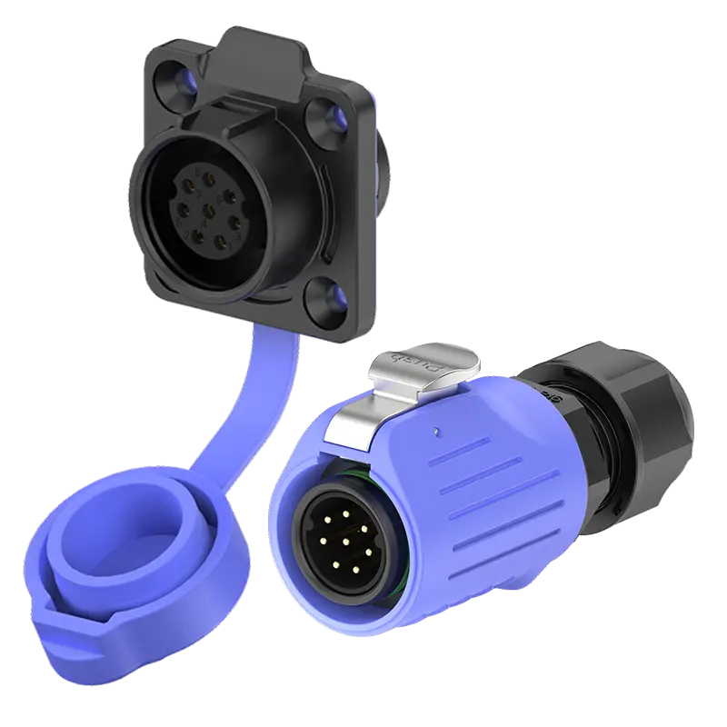 LP16 5A Waterproof Connector Blue Flange 8 Pin Industrial Waterproof Connector Aviation Waterproof Connector