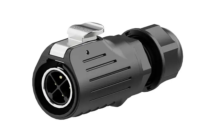 LP20 4Pin Crimping Type Waterproof Wire Connectors Wire to Wire Circular Connector 15A Power Metal + Plastic
