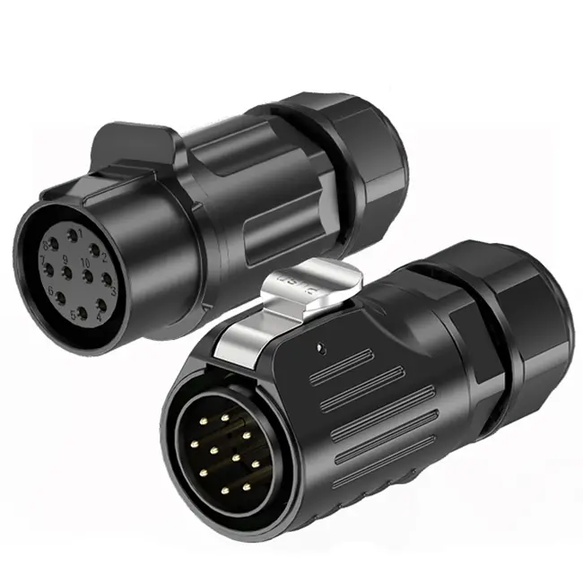 LP24 Outdoor Waterproof Wire Connectors Wire to Wire 10 Pin Waterproof Aviation Connector Cable Plug Solder Type All Plastic
