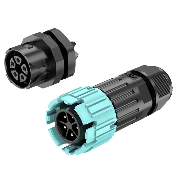 M19MP 5 Pins Cable Connector IP68 Waterproof Rear Panel Male Female Waterproof Connector