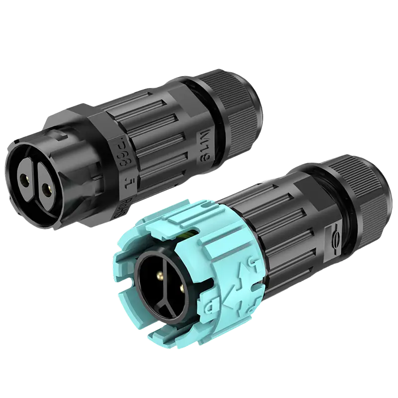 M19MF Circular Connector 2 Pin Wire to Wire Cable Connectors Waterproof Screw Male Female Waterpoof Connector IP68